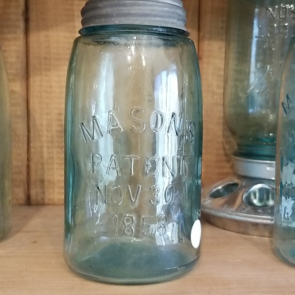 Antique Nov. 30th 1858 Mason  Jar Blue